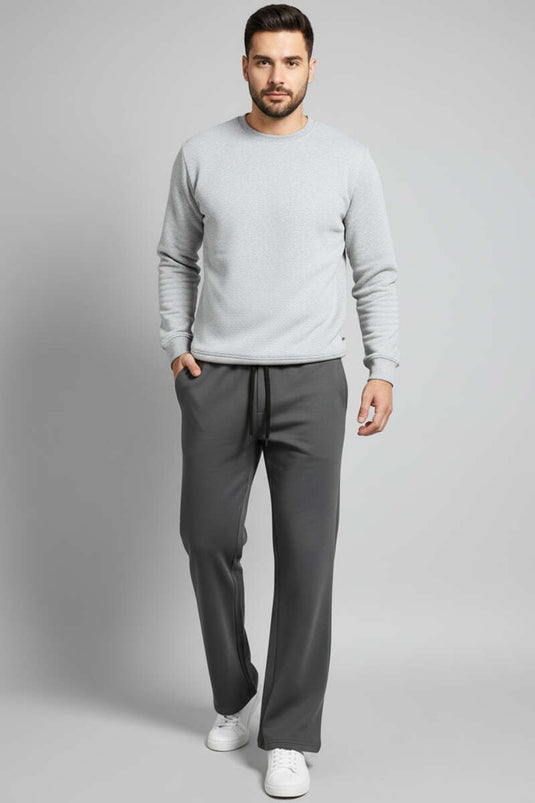 Beli Lastikli İspanyol Paça Erkek Pantolon Antrasit