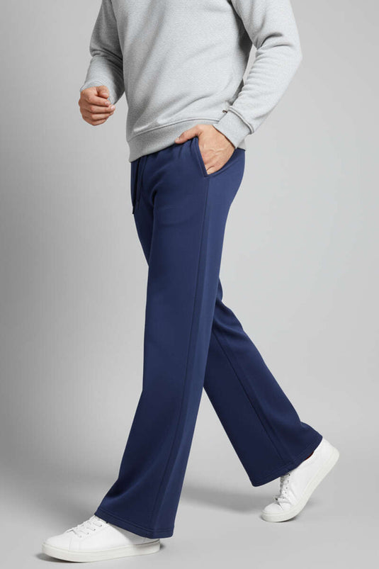 Men's Elastic Waist Spanish Flare Trousers, Navy Blue