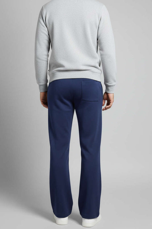 Men's Elastic Waist Spanish Flare Trousers, Navy Blue