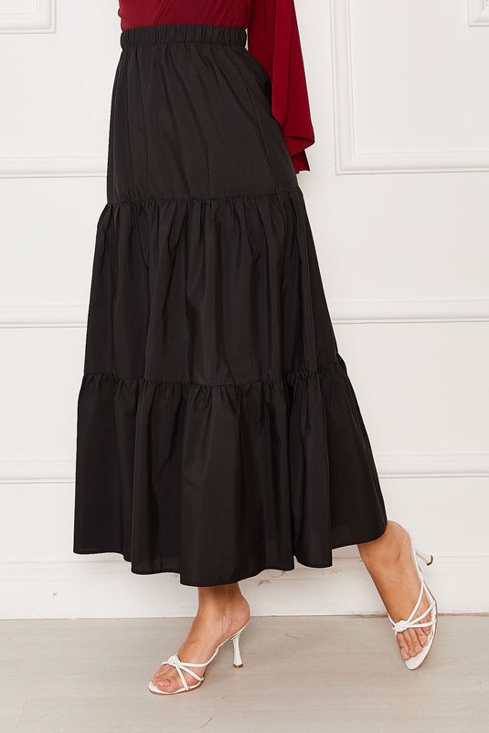 Jupe superposée à taille élastique noire