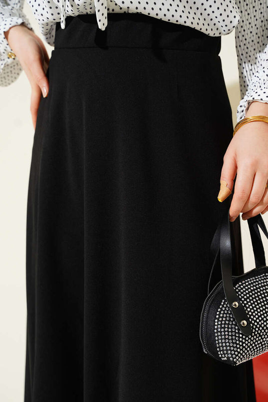 Acheter jupe évasée double à taille élastique noire