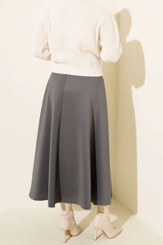 Jupe de plongée évasée à taille élastique, gris fumé