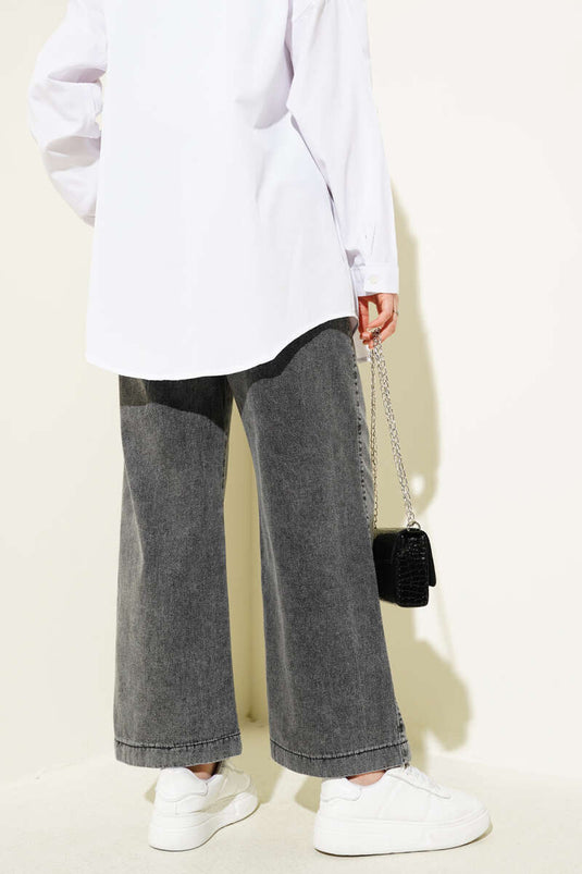 Vaqueros gris oscuro con cintura elástica