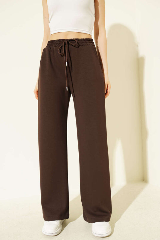 Beli Lastikli Loyşa Pantolon Kahve