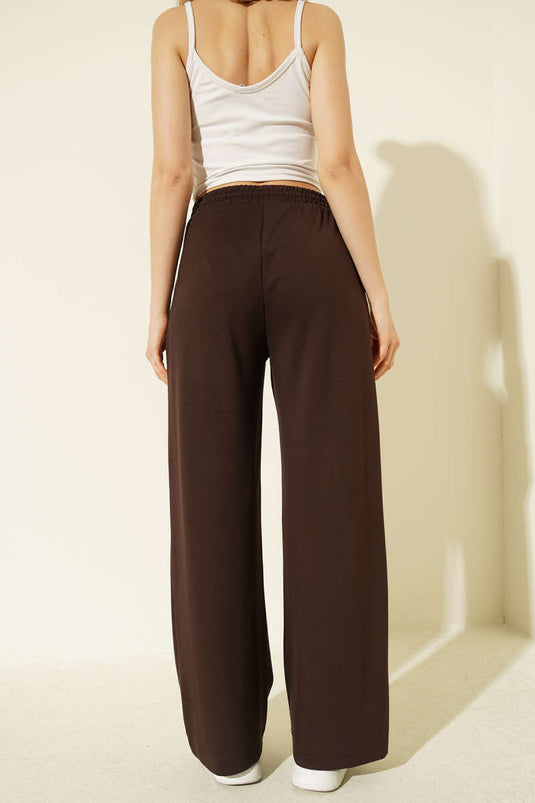 Beli Lastikli Loyşa Pantolon Kahve