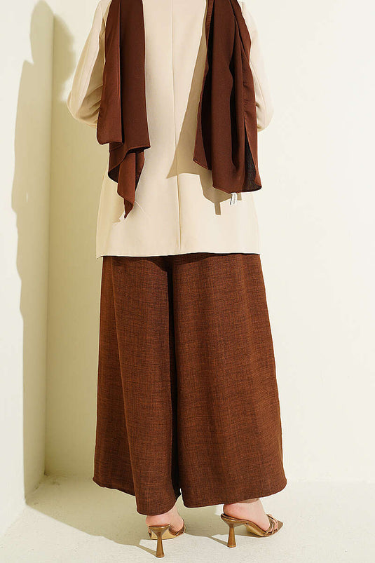 Pantaloni oversize con elastico e fondo ampio color caffè