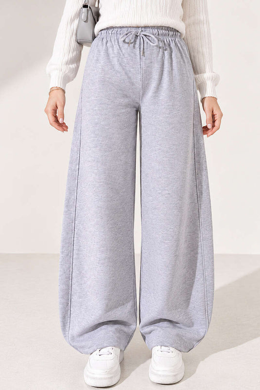 Beli Lastikli Oversize Pantolon Gri
