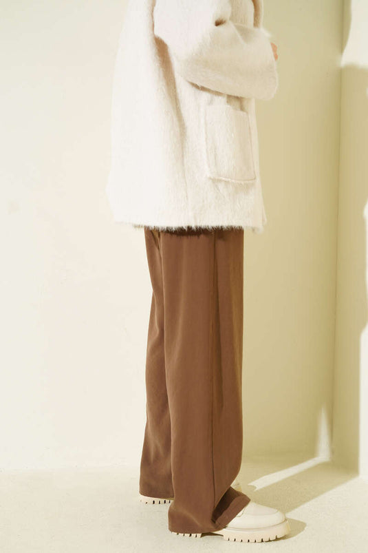 Beli Lastikli Palazzo Pantolon Kahve