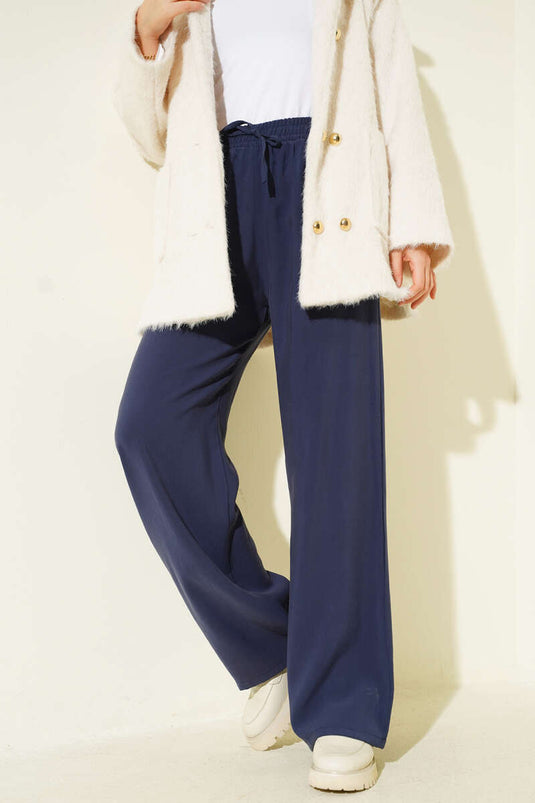 Beli Lastikli Palazzo Pantolon Lacivert