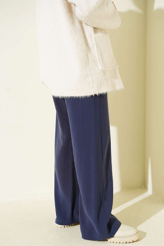 Beli Lastikli Palazzo Pantolon Lacivert