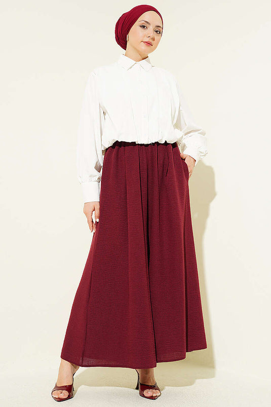 Acheter jupe-pantalon élastique bordeaux