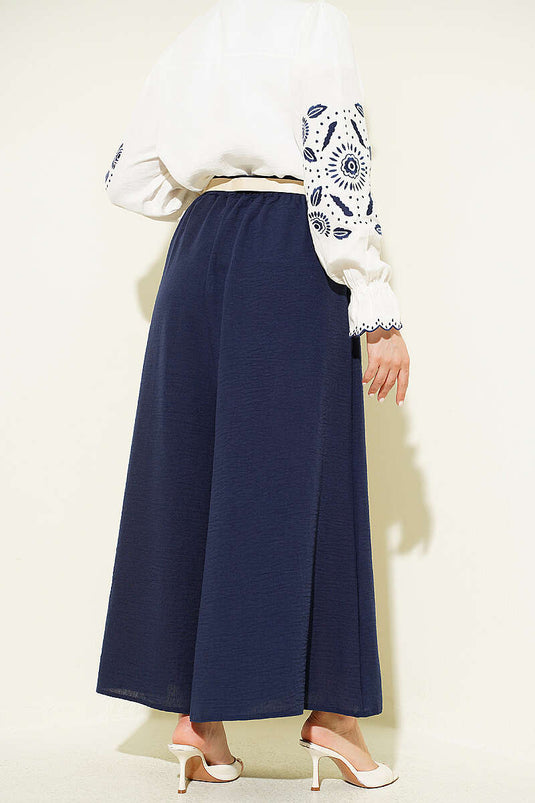 Pantalone Gonna con Elastico Blu Scuro