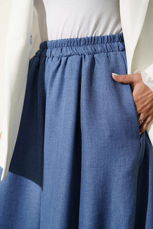 Blaue Hose Und Rock Mit Elastischer Taille