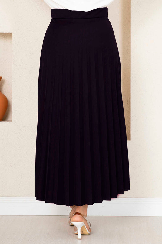 Jupe Hijab Plissée Taille Élastique Violet Aubergine Foncé