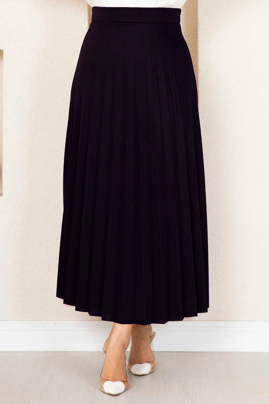 Jupe Hijab Plissée Taille Élastique Violet Aubergine Foncé