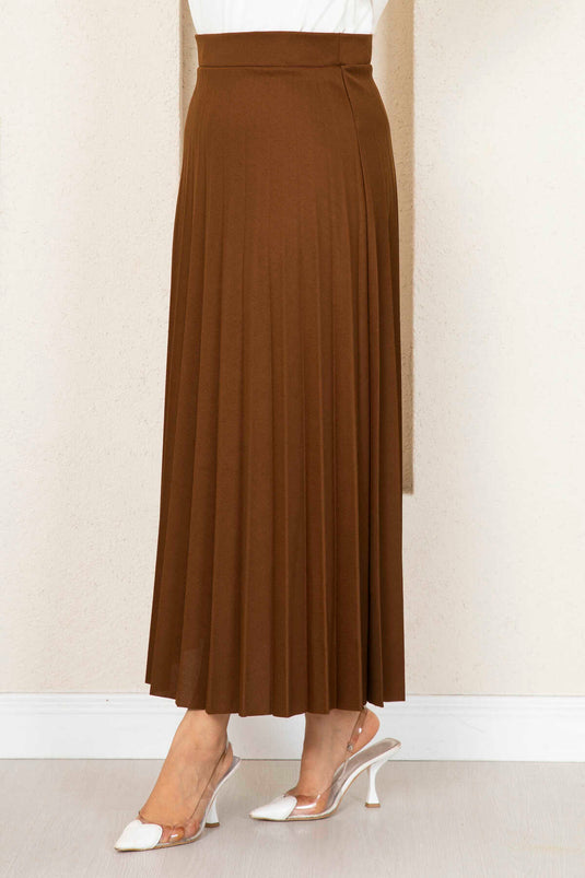Jupe hijab plissée avec taille élastique, marron