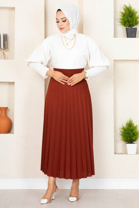 تنورة حجاب مطوية مع بلاط خصر مطاطي