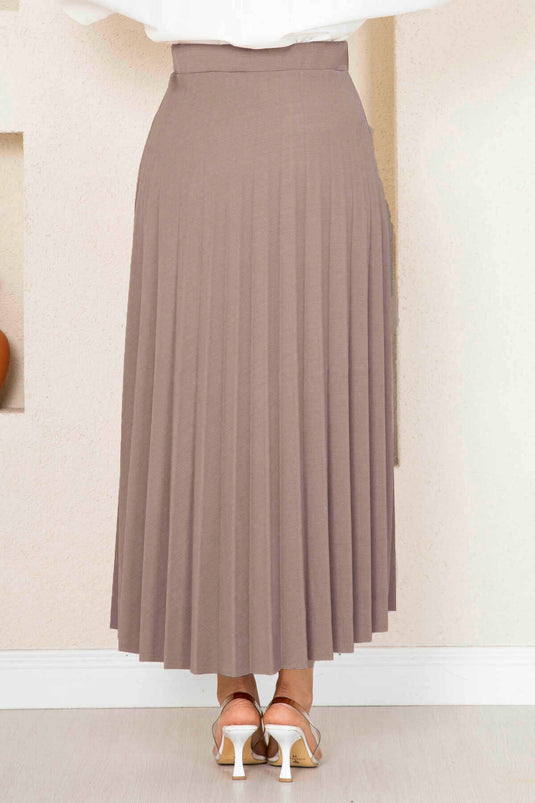 Jupe hijab plissée à taille élastique, couleur pierre foncée