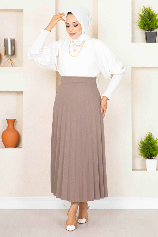 Faltenrock mit elastischem Bund, dunkelgrau