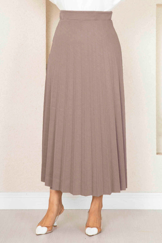 Jupe hijab plissée à taille élastique, couleur pierre foncée