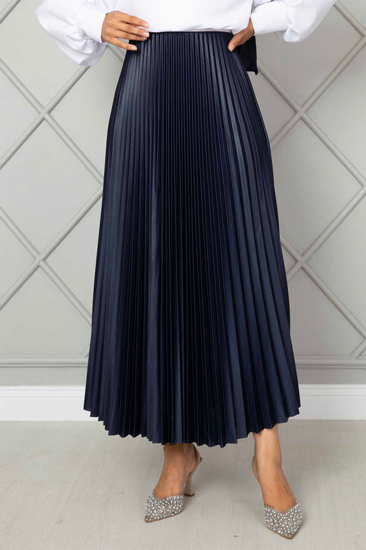 Plisseret hijab-nederdel med elastisk talje Marineblå