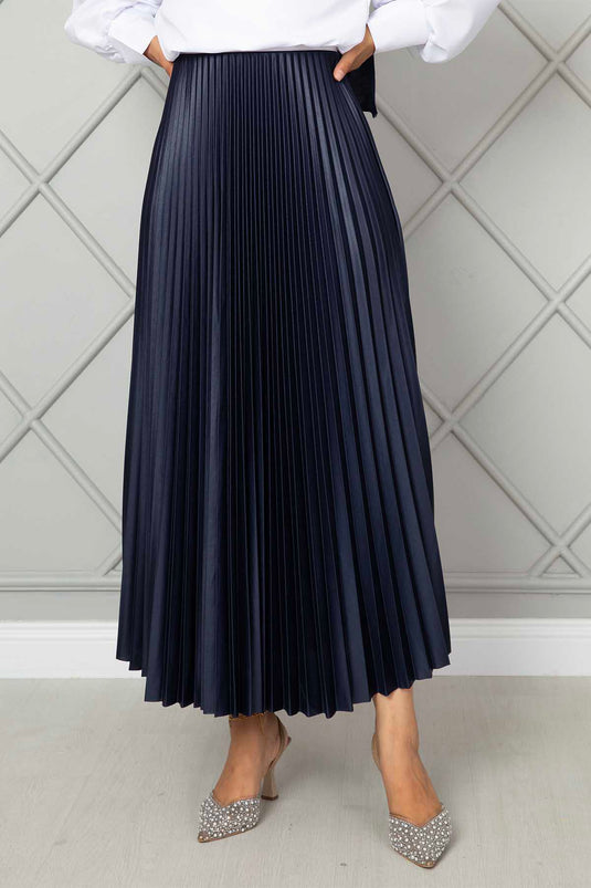 Plisseret hijab-nederdel med elastisk talje Marineblå