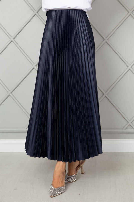 Plisseret hijab-nederdel med elastisk talje Marineblå