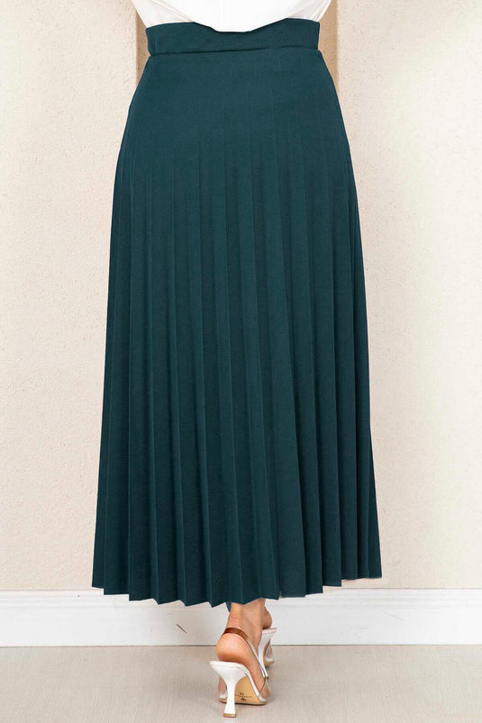 Elastic Waist Pleated Hijab Skirt Petrol