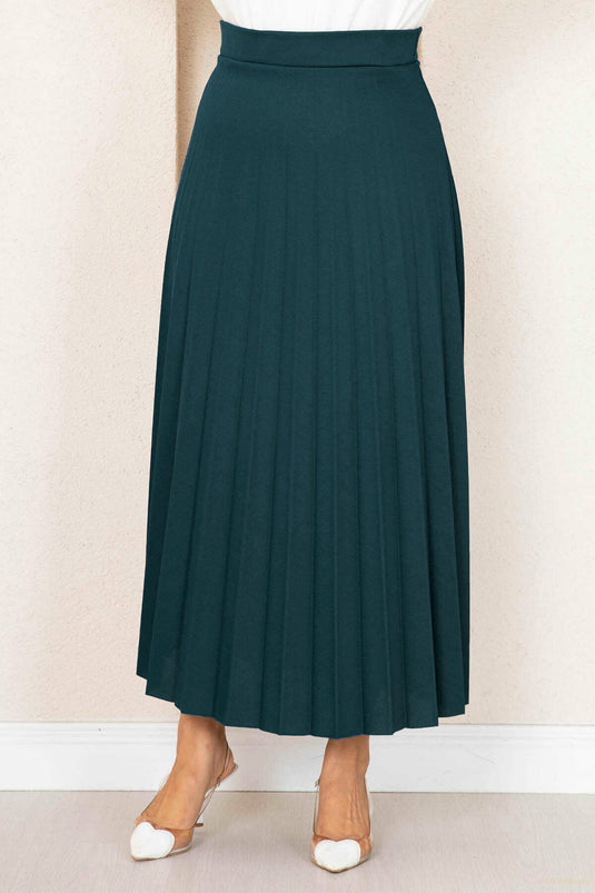 Elastic Waist Pleated Hijab Skirt Petrol