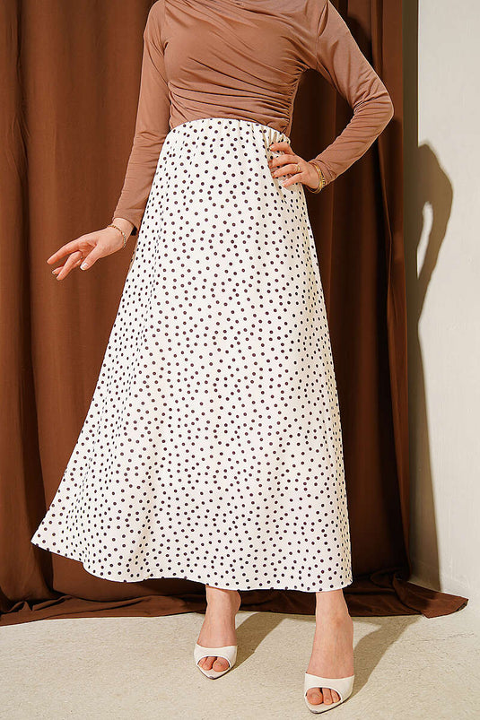 Buy Elastic Polka Dot Skirt Beige