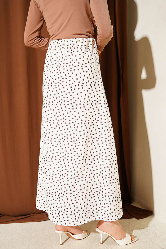 Buy Elastic Polka Dot Skirt Beige