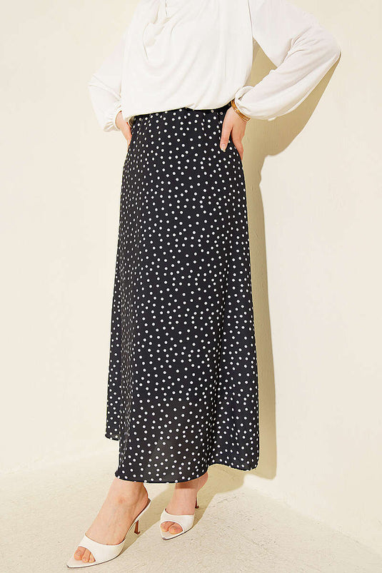 Buy Black Polka Dot Skirt with Elastic Waistband