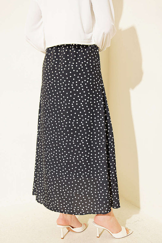 Buy Black Polka Dot Skirt with Elastic Waistband