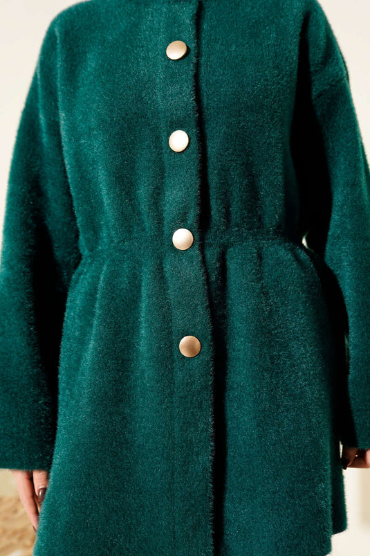 Zacht en pluizig vest met elastische taille in smaragdgroen