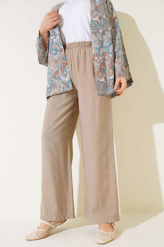 Elastic Waist Tencel Trousers Mink