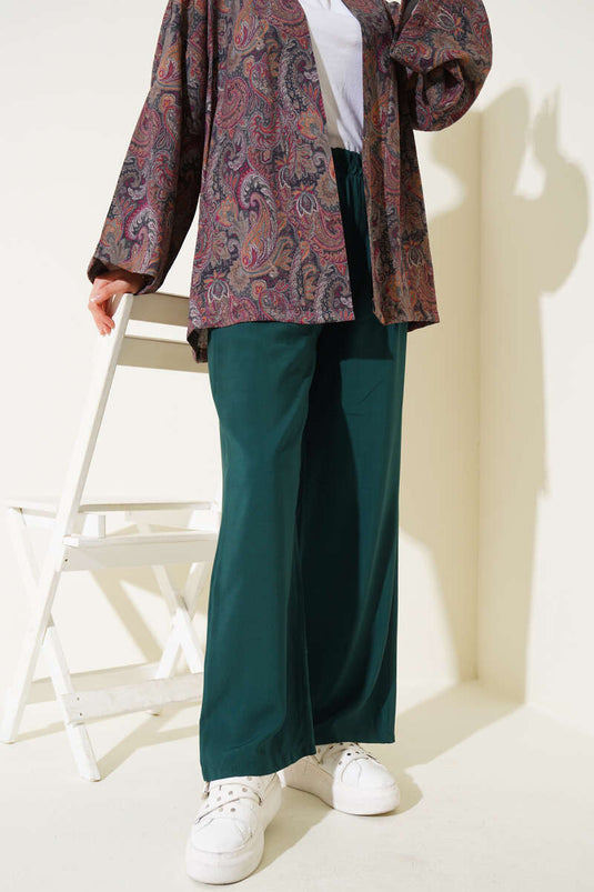 بنطلون تنسل بخصر مطاطي - زمردي