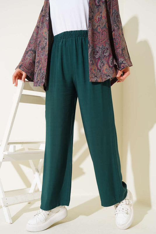 بنطلون تنسل بخصر مطاطي - زمردي