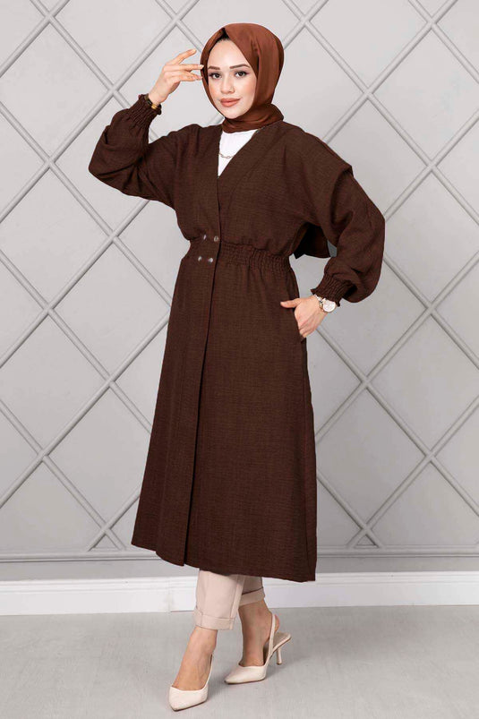 Elastic Waist Long Hijab Cape Bitter Coffee