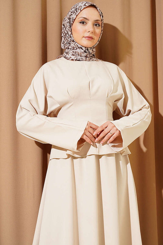 Acheter ensemble deux pièces jupe ceinturée beige