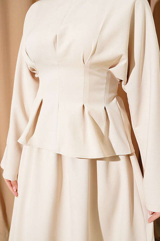 Acheter ensemble deux pièces jupe ceinturée beige