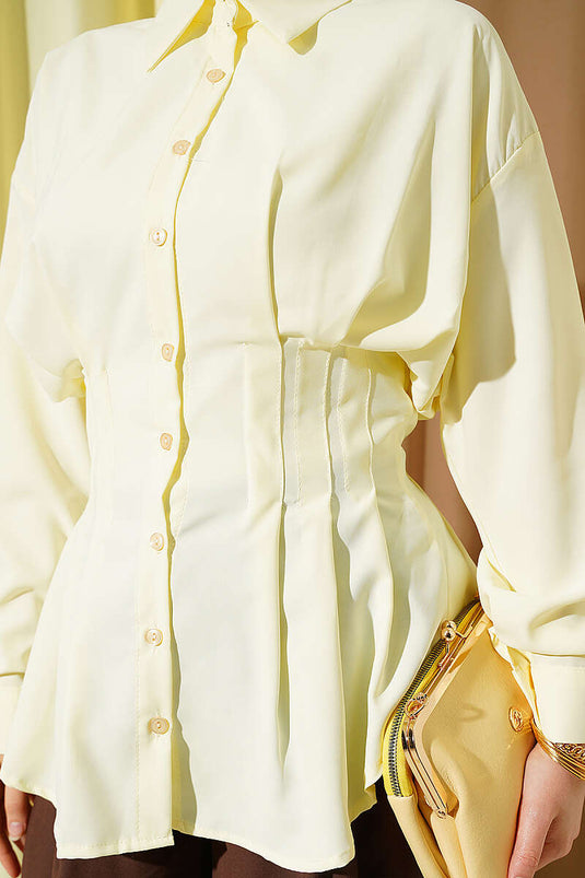 Buy Pleated Pencil Shirt Yellow