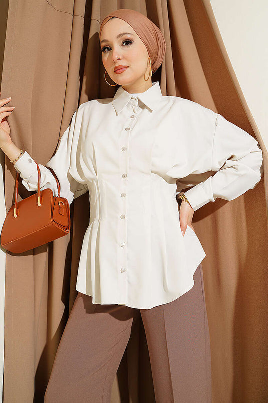 Buy Pleated Pencil Shirt Stone