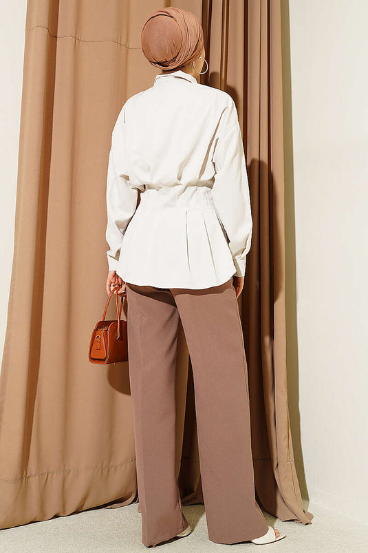 Buy Pleated Pencil Shirt Stone