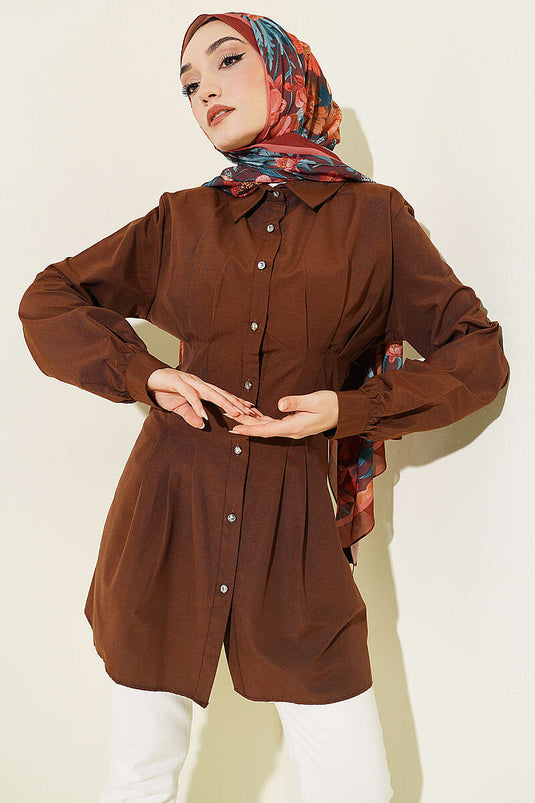 Buy Pencil Stone Button Shirt Coffee