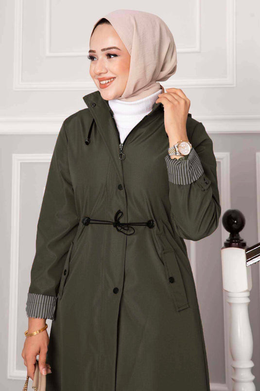 Trench-coat Bondit ceinturé à la taille, kaki