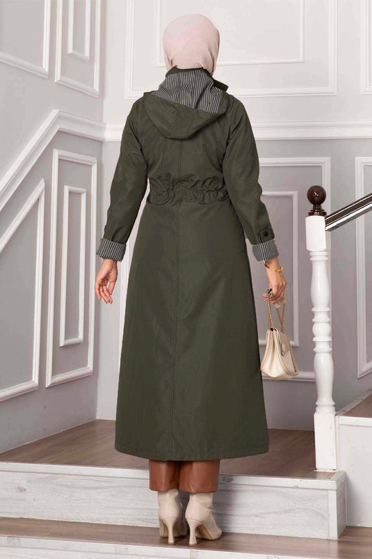 Bondit Trenchcoat mit Taillentunnel und Gürtel Khaki