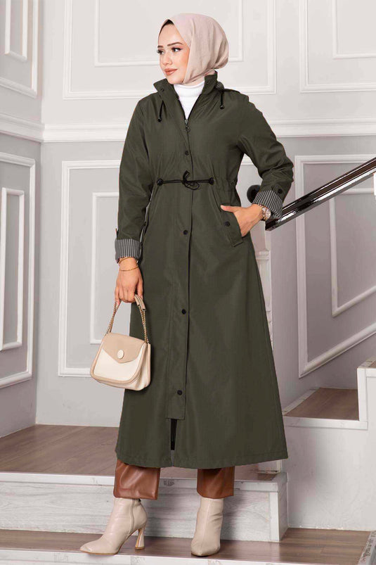 Bondit Trenchcoat mit Taillentunnel und Gürtel Khaki