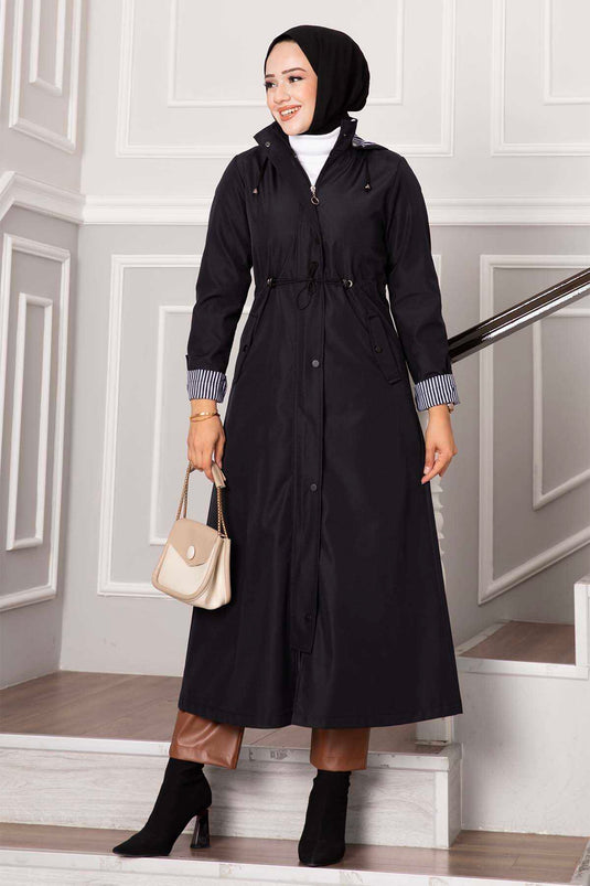 Waist Tunnel Belted Bondit Trench Coat Navy Blue