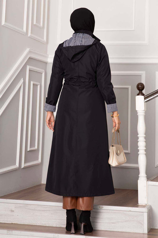 Waist Tunnel Belted Bondit Trench Coat Navy Blue