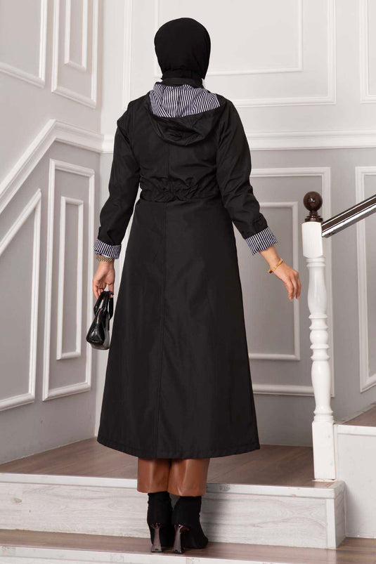 Bondit Trench Coat with Waist Tunnel Belt, Black